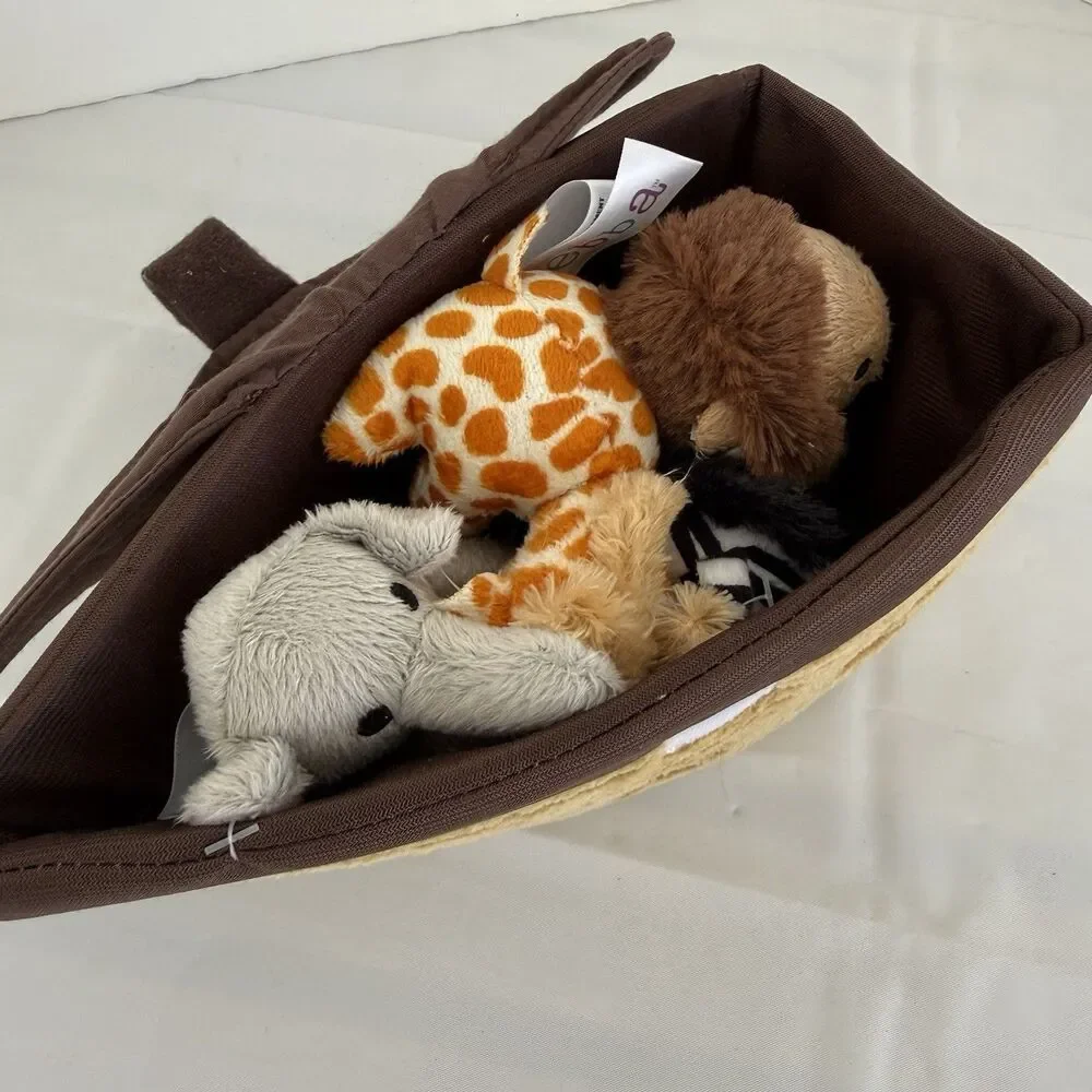 Ebba Baby Talk Carrier Noah's Ark Playset Small Plush Animal Toys Rattle Sounds